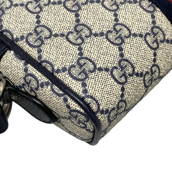 Auth GUCCI Ophidia GG Supreme Mini Bag 517350 Cream Navy Red PVC Leather - Picture 4 of 16